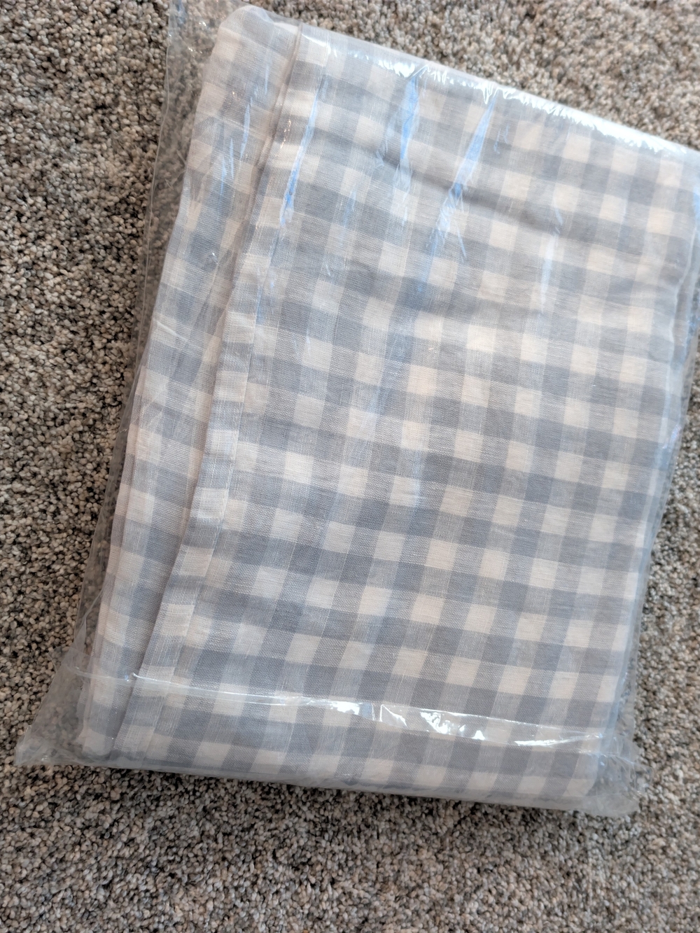 Quince 100% European Linen Blue & White Gingham Tablecloth 70x90 NEW